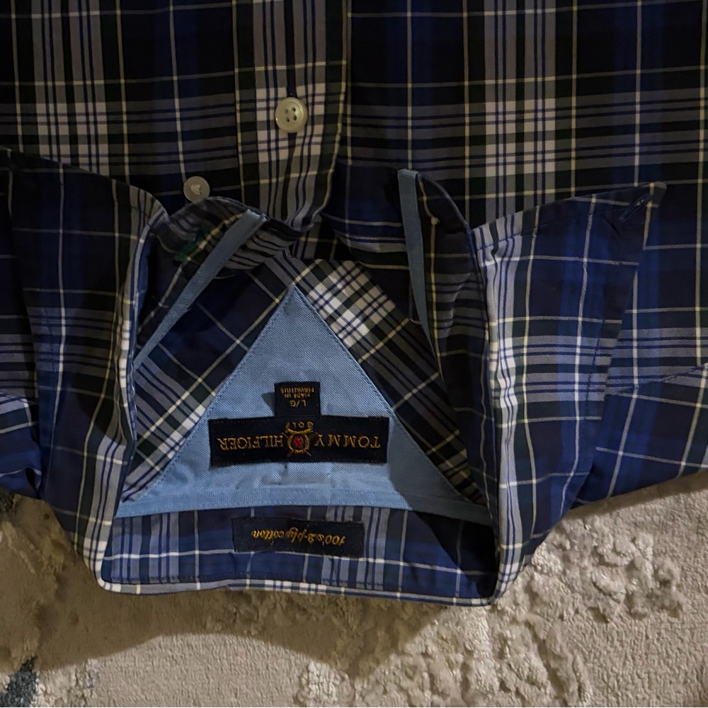 VintageTommy Hilfiger Men's Blue Plaid Shirt
